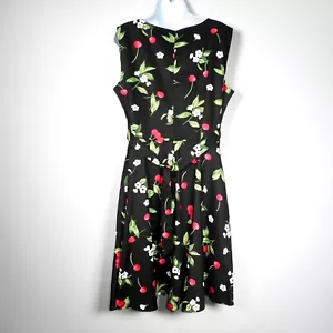 NWT Red Cherry Black XL Fit & Flare Cotton Dress Retro Rockabilly Sleeveless - Picture 1 of 9