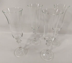 Clear 4 Glasses Fluted Stemmed Tall Champagne Wine Parfait Vintage FAST SHIPPING - Picture 1 of 5