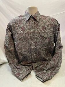 Stetson Paisley Pearl Snap Langarmshirt Herren Gr. L 25,00 - Bild 1 von 3
