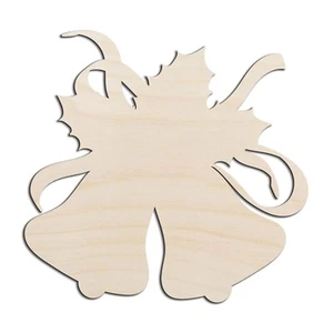 Christmas Bells Laser Cut Out Unfinished Wood Shape Craft Supply - Picture 1 of 6