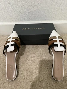 Womens Sydnee Leather Colorblock Pointy Toe Flats/Sandals Ann Taylor Size 10 - Picture 1 of 6