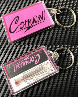 VINTAGE 90s CORNWALL THERMOMETER PINK KEYRING KEYCHAIN - Image 1 of 3