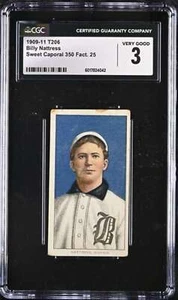 1909-11 T206 #355 Billy Nattress CGC 3 muy buen retrato 1983 - Imagen 1 de 2