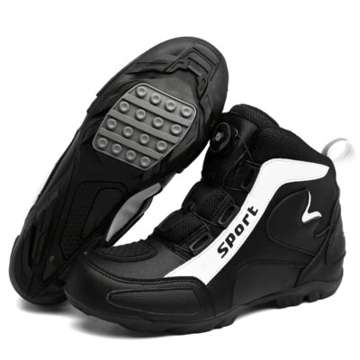 Zapatos de Motocicleta Cuero Hombres Botas Aire Libre Todoterreno Deportes Senderismo Tenis Negros Foto 1 de 4