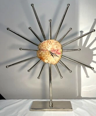 Уникальные агатовые и металлические золотистые часы 21 x 18 дюймов - Изображение 1 из 4