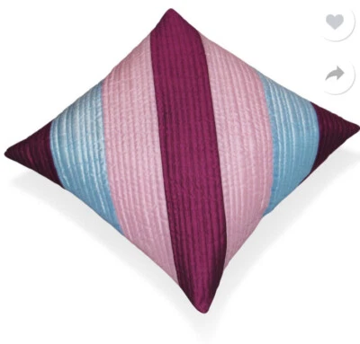 Handmade Striped Patch Quilted   Polyester Cover Case Home Sofa Decor 16" X16" - Image 1 of 4