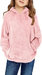 Haloumoning Girls Fuzzy Fleece Pullover Hoodies Casual Loose Outwear size 6/7 - Picture 1 of 3