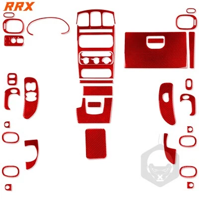 Kits de fibra de carbono vermelha 35 peças acabamento interno completo para Dodge Caravan 2001-2007 - Imagem 1 de 4