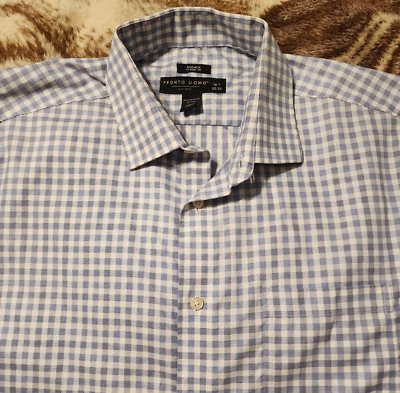 Мужская сорочка с длинным рукавом Pronto-Uomo 16,5 32/33 серая клетчатая египетский хлопок - Изображение 1 из 4