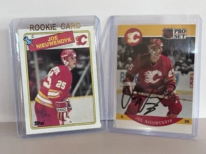 Lote de tarjetas de novato Joe Nieuwendyk 1990 Pro Set autógrafo 1988 Topps Calgary Flames - Imagen 1 de 4