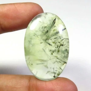 Natürlicher grüner Prehnit Cabochon 35x23mm Prehnit Edelstein oval lose 47Cts PH-97 - Bild 1 von 8