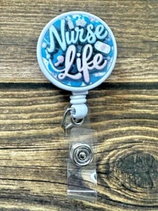 White Retractable I.D. Badge Reel Nurse Life RN LPN LVN Hospital RTS - Picture 1 of 1