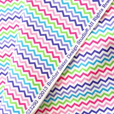 1.6 YD Colorful Zig Zag Stripe Fabric Quilting Cotton - Image 1 of 4