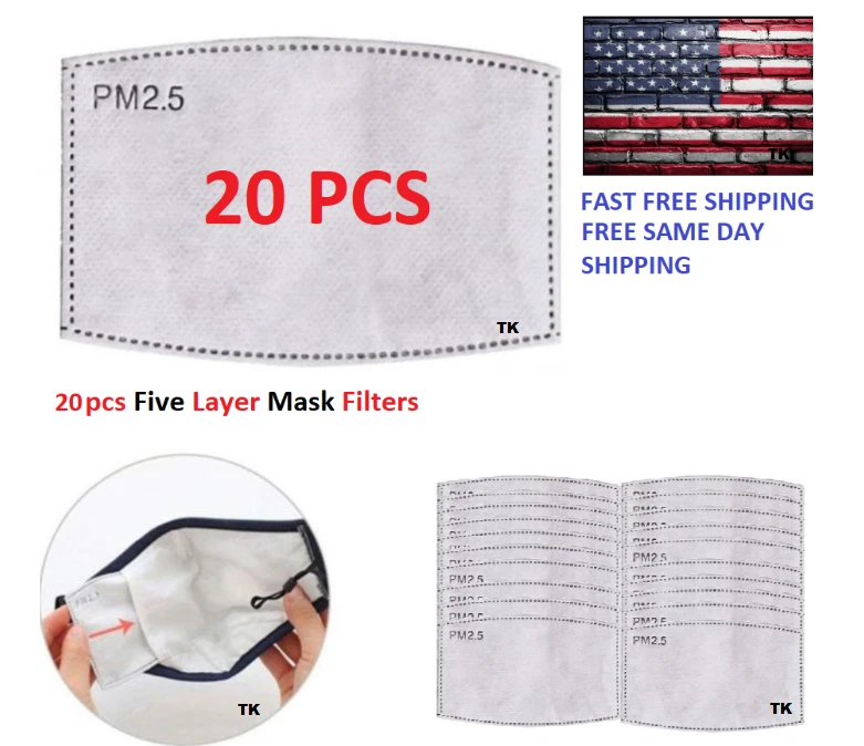 (50pcs) Adult Pm2.5 5 Layer Carbon Face Mask Super Fresh Air Filter Replacement