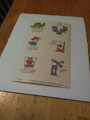 1984 message comic stickers Current Inc 5689-7 USA 1-sheet moose dragon - Image 1 of 4