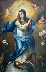 PERE PUNTÍ. IMMACULÉE DE STYLE BAROQUE. HUILE SUR PANNEAU. ESPAGNE. XXE - Picture 1 of 1