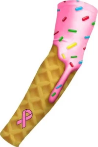 Pink Ribbon Ice Cream Cone Sprinkles Football Baseball Compression Arm Sleeve - Picture 1 of 3