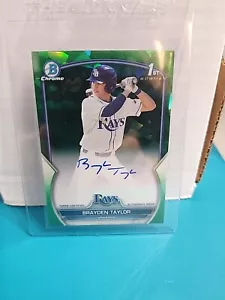 2023 Bowman Draft Brayden Taylor /99 Green 1st Auto CDA-BT Rays - Picture 1 of 5