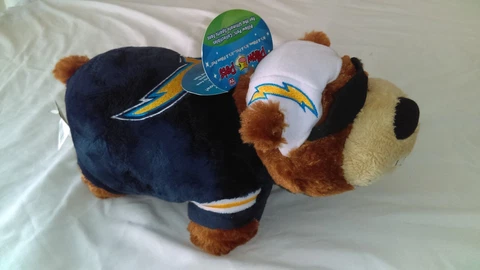 Los Angeles Chargers 13.5" NFL Football Pillow Pet - Bear with Sunglasses Cover