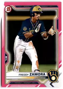 2021 Bowman Prospects Pink #BP-2 Freddy Zamora /299 Milwaukee Brewers - Picture 1 of 2