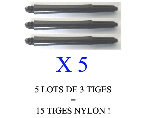 Lot de 5 jeux = 15 tiges flechettes darts shaft NYLON (medium: 4,7cm)