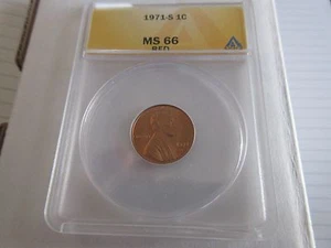 1971-S , Lincoln Penny , MS 66 , Red , Anacs - Picture 1 of 4