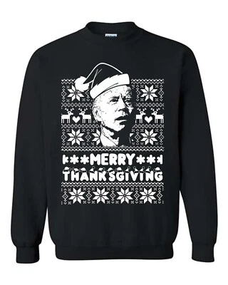 Joe Biden Ugly Christmas Sweater Merry Thanksgiving Funny Trump Sweater Gift - Image 1 of 4