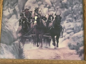 4 Vintage 70s Wells Fargo Stagecoach Western Color Prints 18 By 13 Inch Frames - Picture 1 of 6