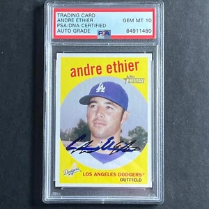 Tarjeta firmada Andre Ethier 2008 Topps Heritage #9 automática 10 psa Dodgers losados - Imagen 1 de 2