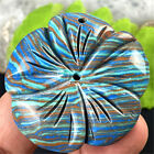 Ku20393 47x46x9mm Beautiful Multi-color Turquoise Carved Flower Pendant Bead