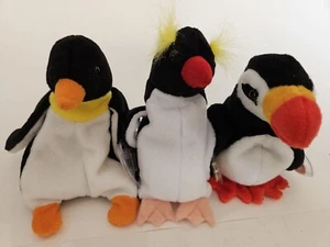 Ty Beanie Babies Baby Waddle, Frigid, Puffer, Penguin Lot of 3 New - Picture 1 of 8