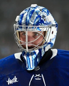 Anthony Stolarz casco ravvicinato Toronto Maple Leafs 8x10 NHL foto hockey - Foto 1 di 1