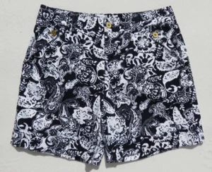 LRL RALPH LAUREN Women’s White Navy Floral Print Stretch Cotton Shorts US 10 M - Picture 1 of 3