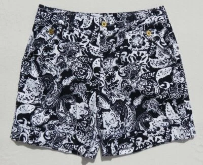 Pantalones Cortos LRL RALPH LAUREN Para Mujer Blanco Azul Marino Estampado Floral Elástico Algodón EE. UU. 10 M Foto 1 de 3
