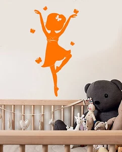 Vinyl Wall Decal Butterflies Little Ballerina Dancer Pointe Shoes Sticker 2658ig - Picture 1 of 3