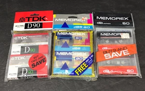 Cintas de casete en blanco 3 paquetes 6 cintas en total TDK Memorex selladas de fábrica - Imagen 1 de 4