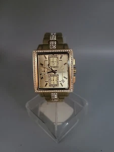 RARE JENNIFER LOPEZ SQUARE WOMENS CHRONOGRAPH WATCH GOLD TONE 7" WRIST MAX R1 - Picture 1 of 11