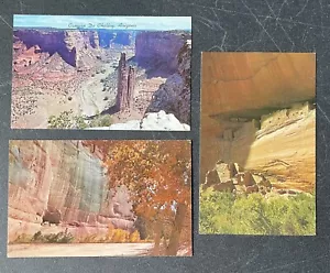 Canyon de Chelly Arizona Spider Rock Vintage Chrom Postkarte Lot Weißes Haus Ruinen - Bild 1 von 2