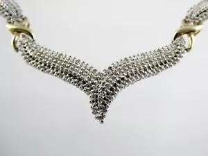 SONNE Designer Sterlingsilber Lab Created Diamant Nieten V Form Halskette 10,9 g - Bild 1 von 24
