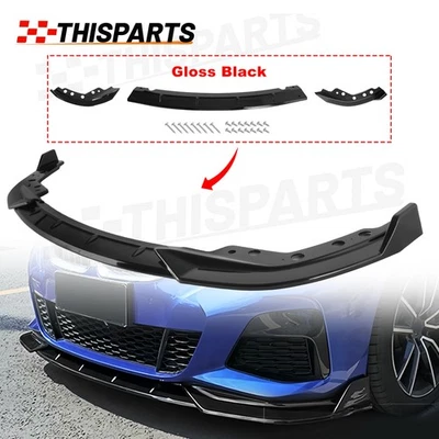 Front Bumper Lip Set For 2019-2022 BMW G20 330i M340i M Sport Style Glossy Black Foto 1 de 4