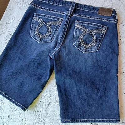 BIG STAR Shorts Maddie Womens Size 30 (34) Low Rise Denim Blue Jean Embroidered  - Image 1 of 4