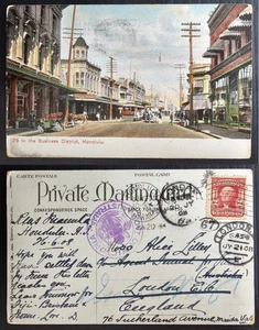 1908 USA Postcard - Honolulu-Agent General of Victoria in London. Scarce cachet - Picture 1 of 4