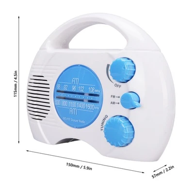 1-Portable Shower Radio Easy Tuning Water Proof For Bathroom Blue FIXF - Image 1 of 4