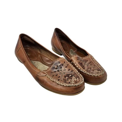 Thom McAn Floral Print Leather Slip On Loafers Shoes Round Toe Red Size 8.5 - Image 1 of 4