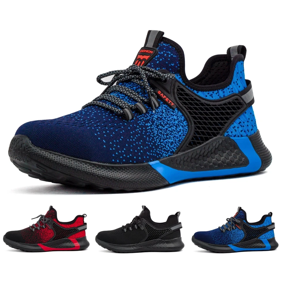 MARKENLOS NEU Herren Sicherheitsschuhe Leichte Arbeitsschuhe Stahlkappe S1 Sport Sneaker