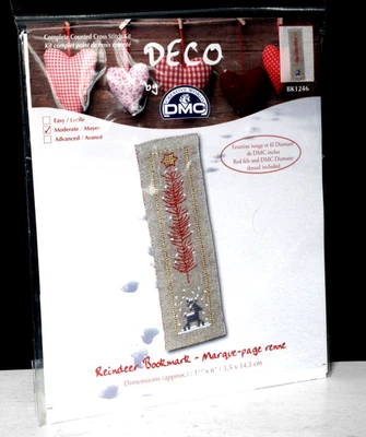 Xmas Reindeer Cross Stitch Bookmark Kit by DMC. Festive / Snow / Holidays BK1246 - Image 1 of 2