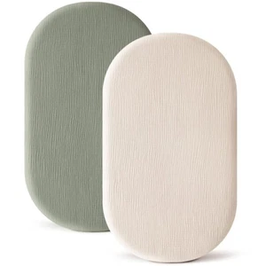 2 Pack Muslin Bassinet Sheets for Baby Boy, 100% Cotton Soft Breathable Bassi... - Picture 1 of 7
