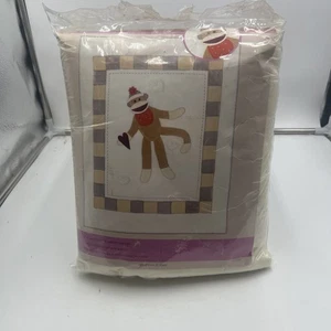 Artiste Stamped Cross-Stitch Quilt Sock Monkey 41.5x67 2011 - Picture 1 of 3