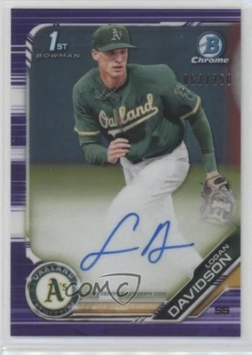 2019 Bowman Draft Chrome Pick Purple Refractor /250 Logan Davidson #CDA-LD Auto - Image 1 of 2