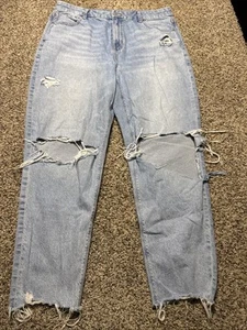 AE AMERICAN EAGLE CURVY MOM JEAN JEANS DONNA A RIGHE TAGLIA 16 - Foto 1 di 4